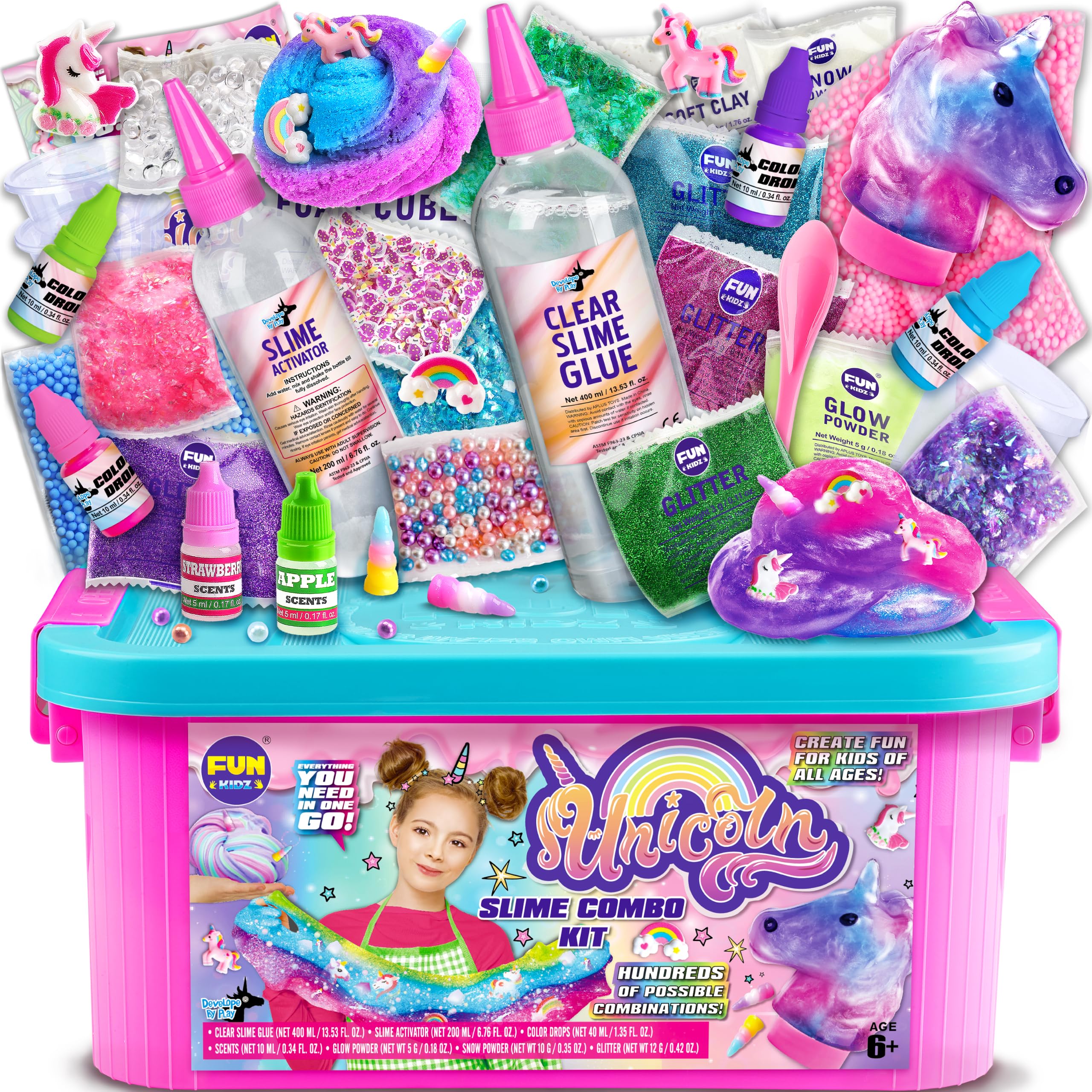 Amazon | FunKidzのふわふわユニコーンスライムキット、6歳以上の